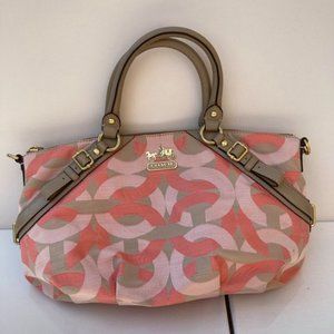 Pink and White Patterned Coach Bag